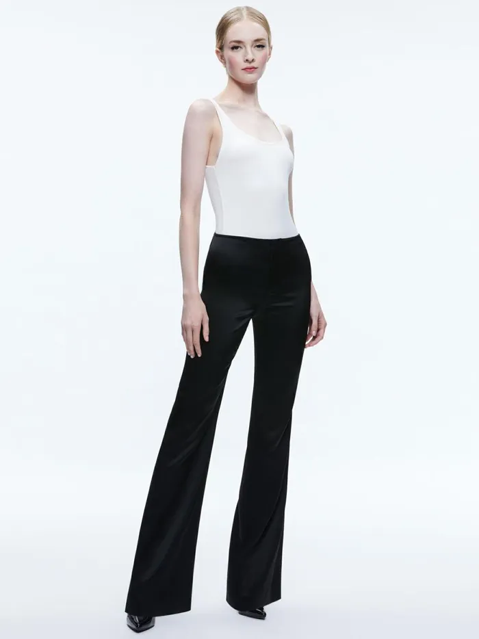Womens Pants Alice Olivia Teeny Satin Bootcut Pant Black
