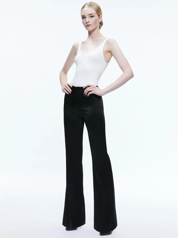 Womens Pants Alice Olivia Teeny Satin Bootcut Pant Black