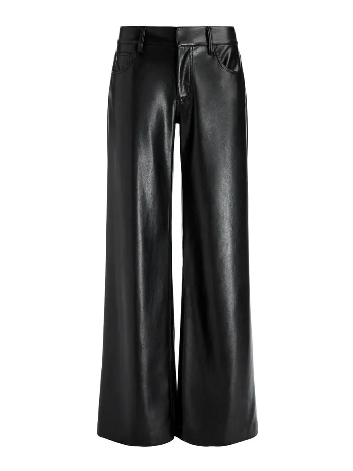 Womens Pants Alice Olivia Trish Vegan Leather Wide Leg Pant Black