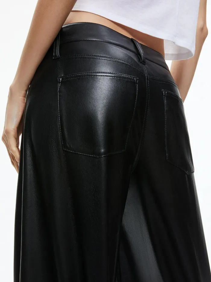 Womens Pants Alice Olivia Trish Vegan Leather Wide Leg Pant Black