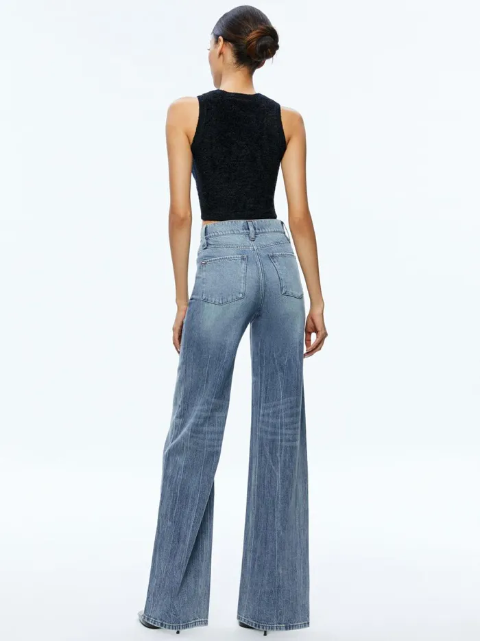 Womens Pants Alice Olivia Weezy Full Length Jean Sadie Lt Vintage Blue