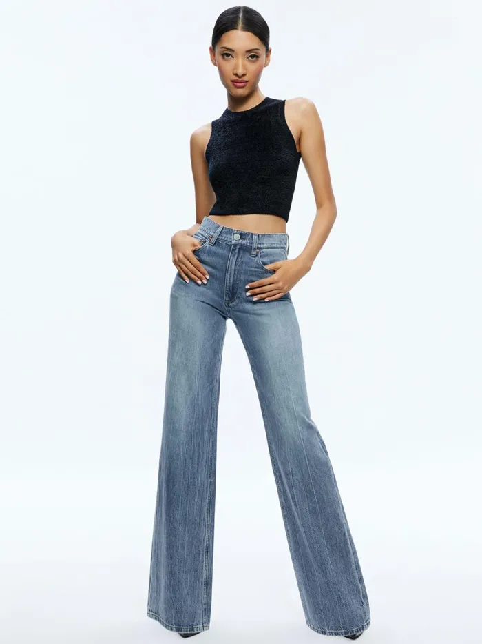 Womens Pants Alice Olivia Weezy Full Length Jean Sadie Lt Vintage Blue
