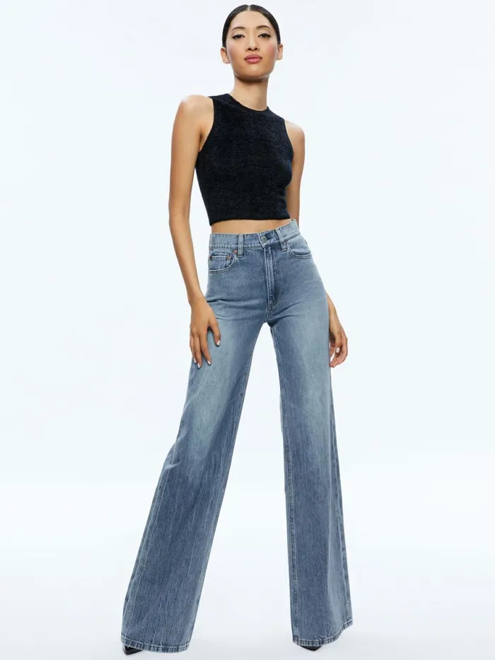 Womens Pants Alice Olivia Weezy Full Length Jean Sadie Lt Vintage Blue