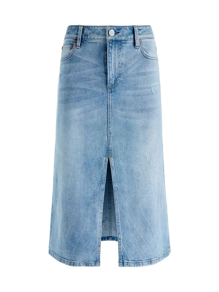 Womens Skirts Alice Olivia Rye Midi Denim Skirt Lightning Blue
