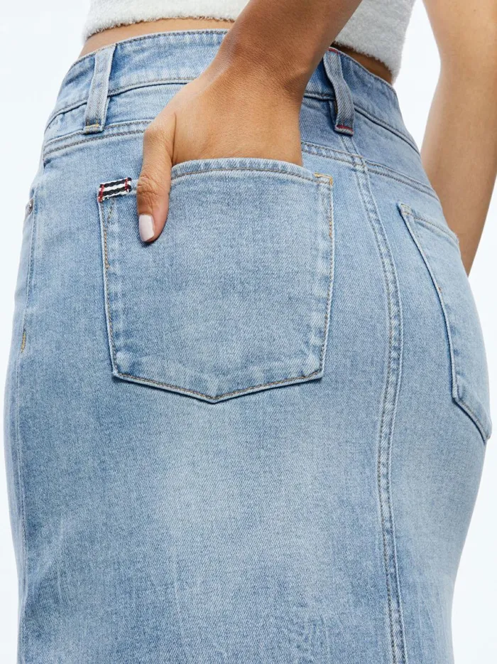 Womens Skirts Alice Olivia Rye Midi Denim Skirt Lightning Blue
