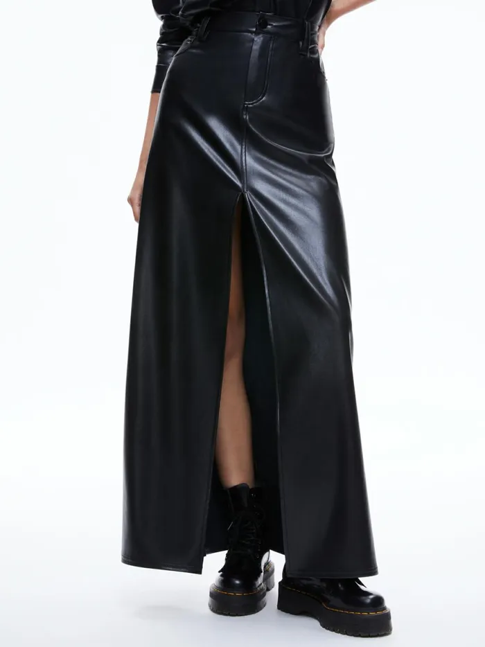 Womens Skirts Alice Olivia Rye Vegan Leather Maxi Skirt Black
