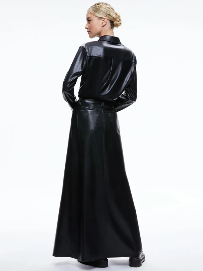Womens Skirts Alice Olivia Rye Vegan Leather Maxi Skirt Black