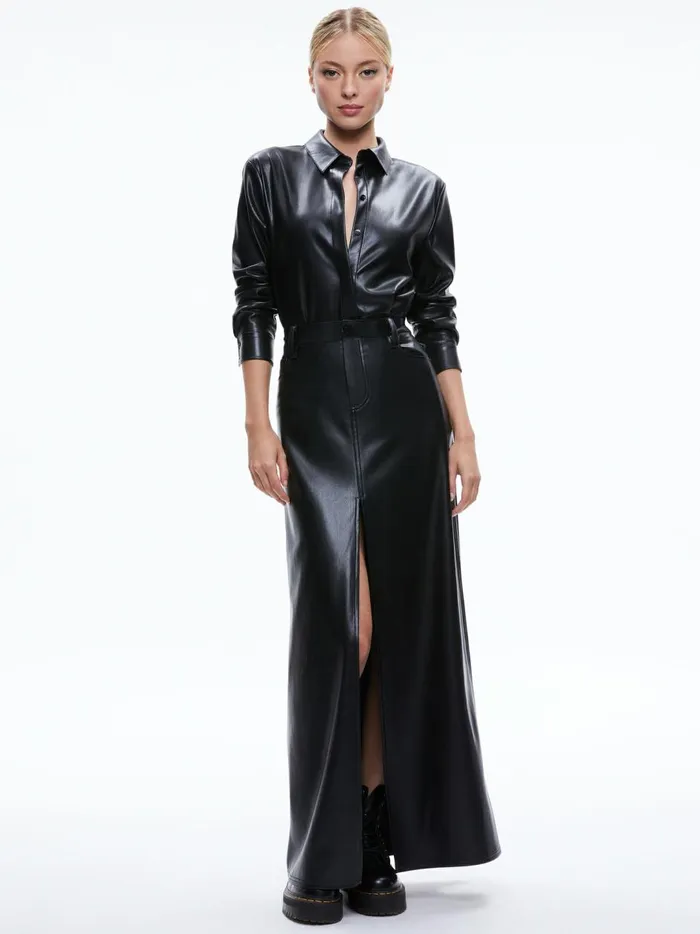 Womens Skirts Alice Olivia Rye Vegan Leather Maxi Skirt Black