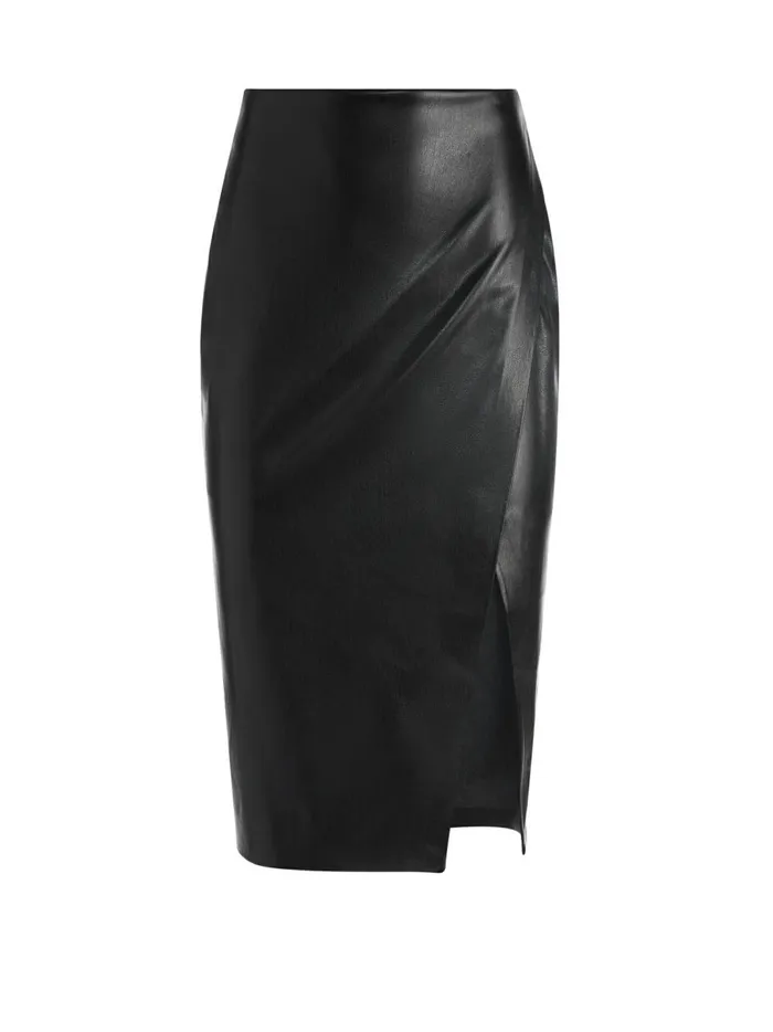 Womens Skirts Alice Olivia Siobhan Front Wrap Midi Skirt Black
