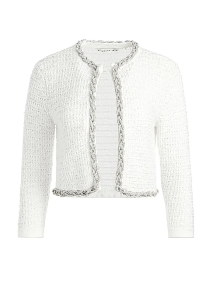 Womens Sweaters Alice Olivia Akira Embellished Cardigan Soft White