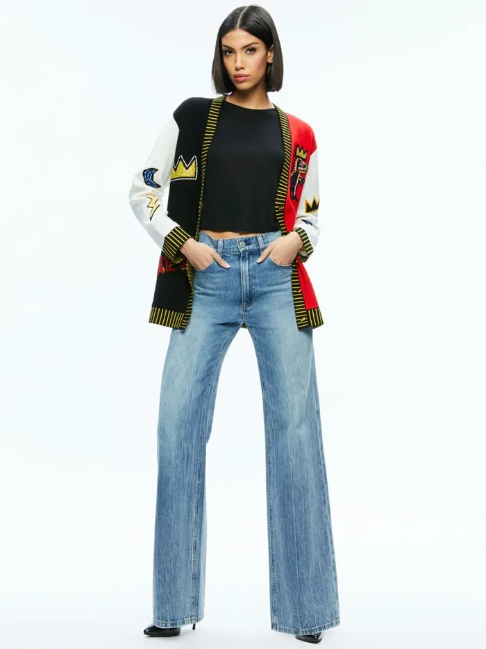 Womens Sweaters Alice Olivia X Basquiat Bradford Cardigan Multi