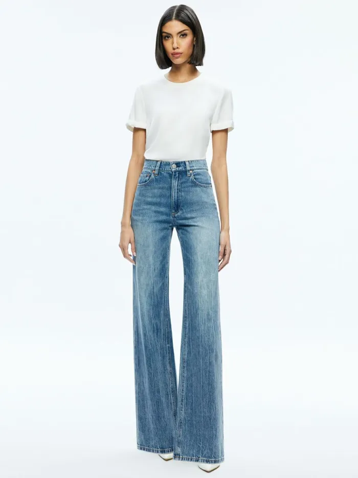 Womens Tops Alice Olivia Braden Drop Shoulder Tee Off White