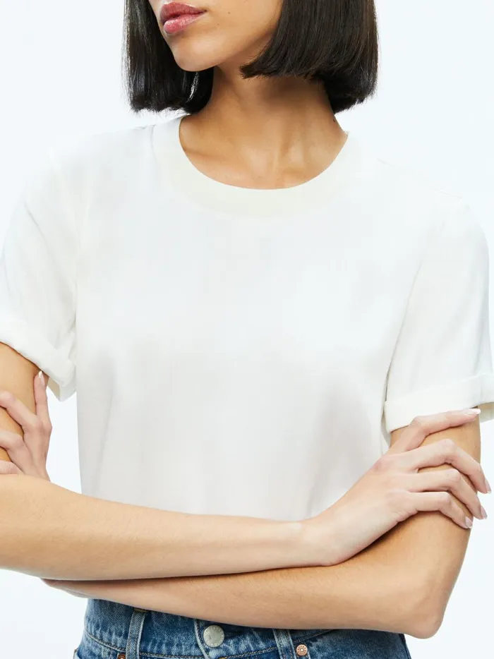 Womens Tops Alice Olivia Braden Drop Shoulder Tee Off White