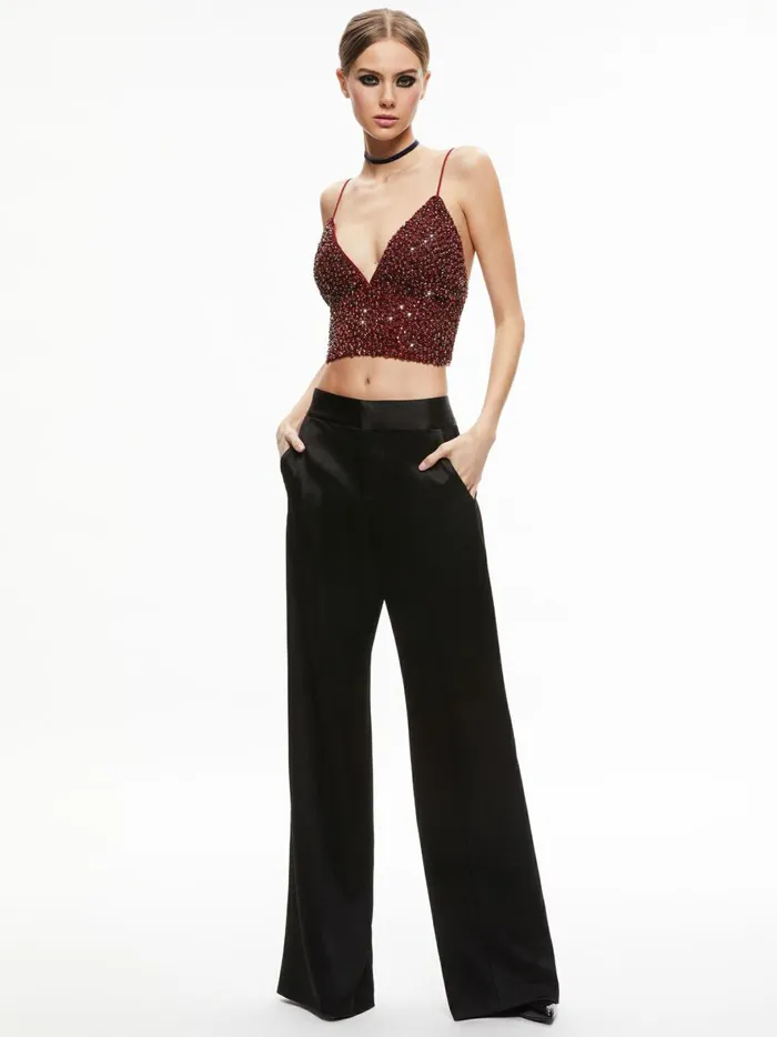 Womens Tops Alice Olivia Carli Crystal Embellished Bra Top Bordeaux