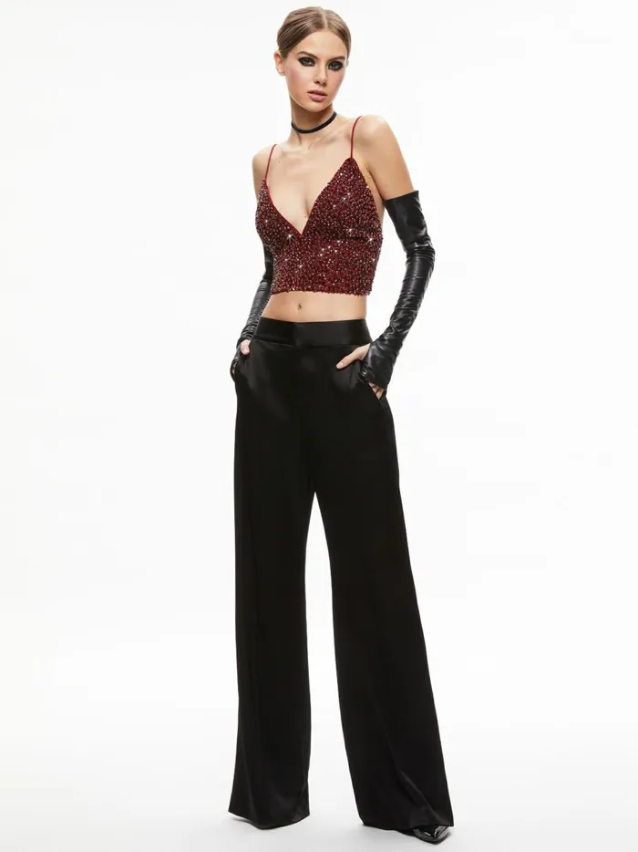Womens Tops Alice Olivia Carli Crystal Embellished Bra Top Bordeaux