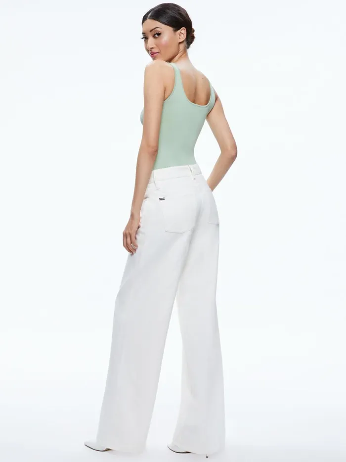 Womens Tops Alice Olivia Daryn Sculpting Tank Green Tea
