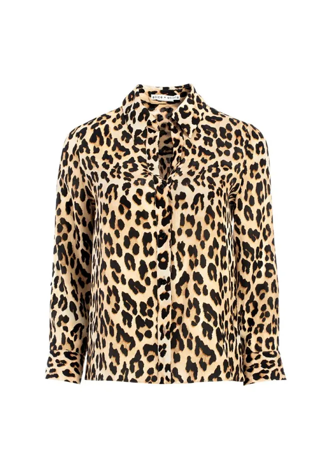 Womens Tops Alice Olivia Eloise Button Down Leopard Blouse Spotted Leopard Multi