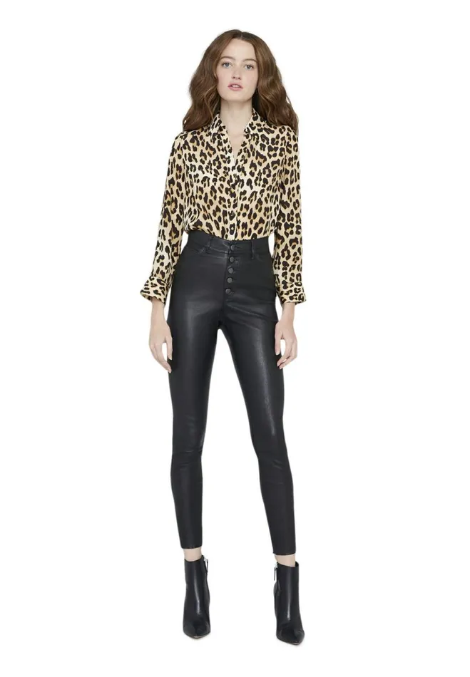 Womens Tops Alice Olivia Eloise Button Down Leopard Blouse Spotted Leopard Multi