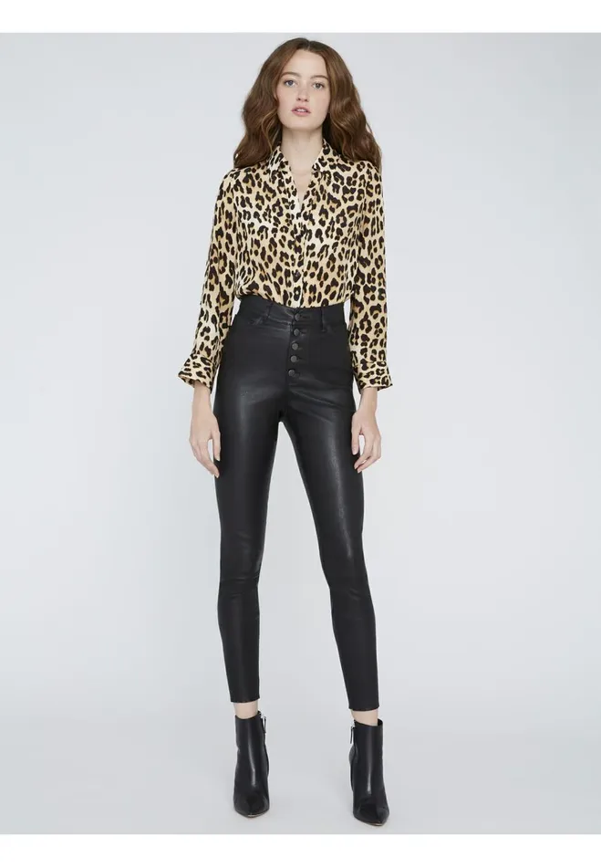Womens Tops Alice Olivia Eloise Button Down Leopard Blouse Spotted Leopard Multi