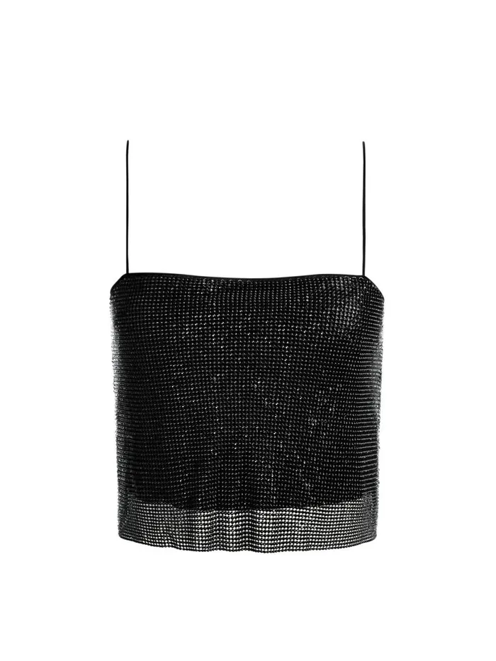 Womens Tops Alice Olivia Grazi Embellished Spaghetti Strap Top Black