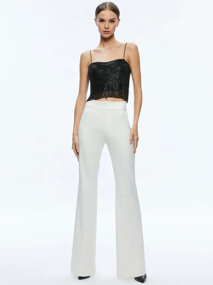 Womens Tops Alice Olivia Grazi Embellished Spaghetti Strap Top Black
