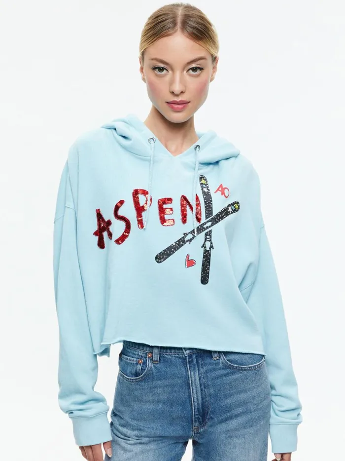 Womens Tops Alice Olivia Sunny Boxy Cropped Hoodie Ice