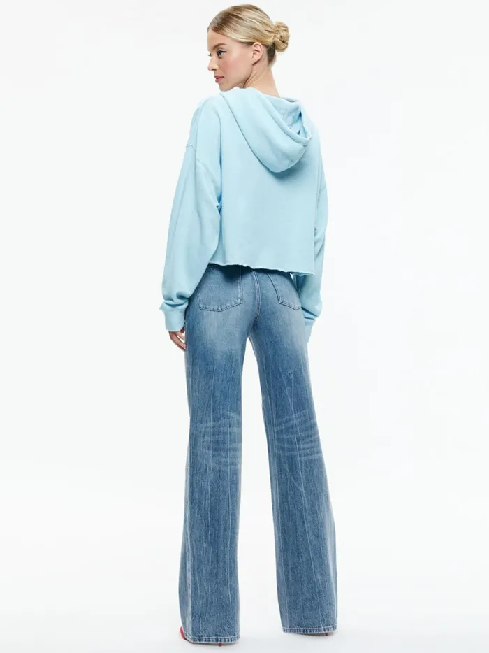 Womens Tops Alice Olivia Sunny Boxy Cropped Hoodie Ice