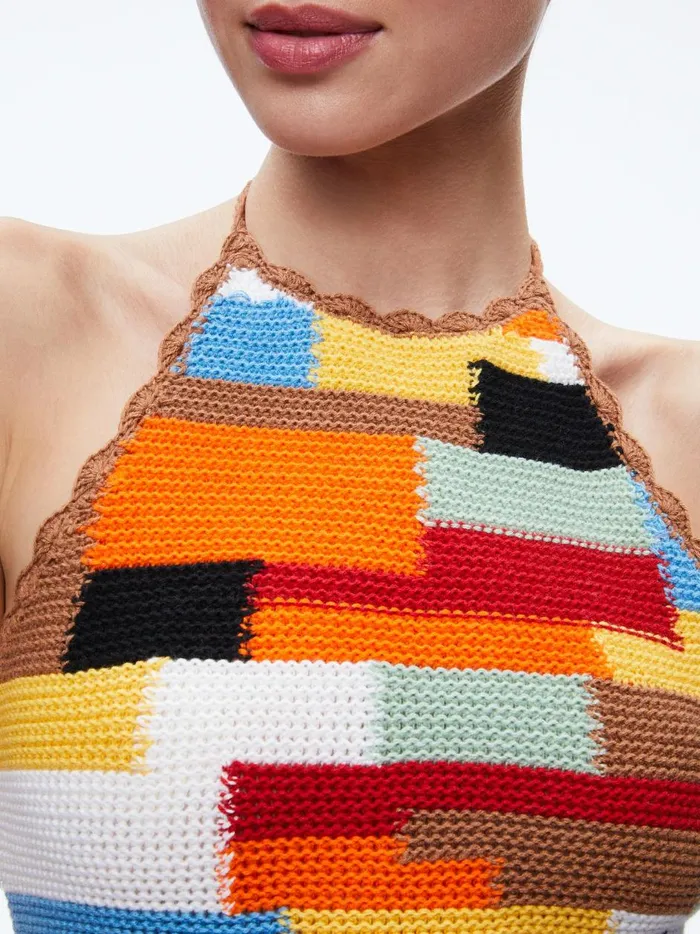 Womens Tops Alice Olivia Yessinia Mixed Stitch Crochet Halter Top Multi