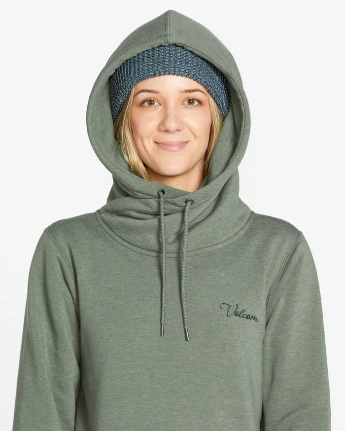 Womens Tower Pullover Fleece 8211 Lichen Green Womens Volcom Hoodies and Sweatshirts