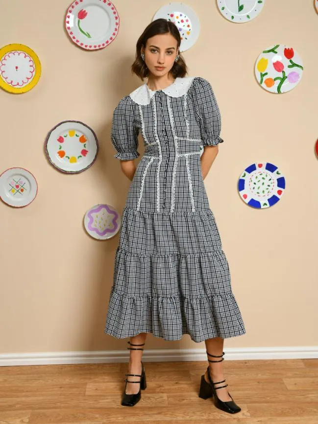 Womenswear Candia Check Midi Dress Snow White Sister Jane