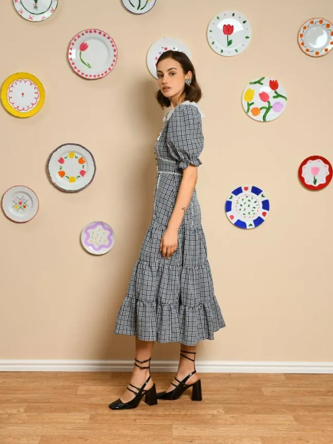 Womenswear Candia Check Midi Dress Snow White Sister Jane Womenswear Candia Check Midi Dress Snow White Sister Jane