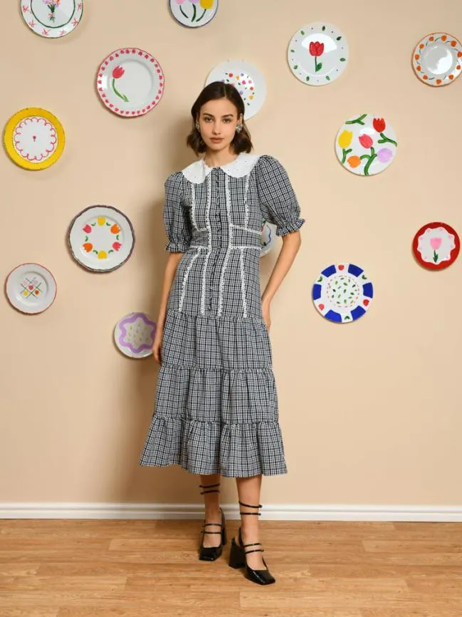 Womenswear Candia Check Midi Dress Snow White Sister Jane Womenswear Candia Check Midi Dress Snow White Sister Jane