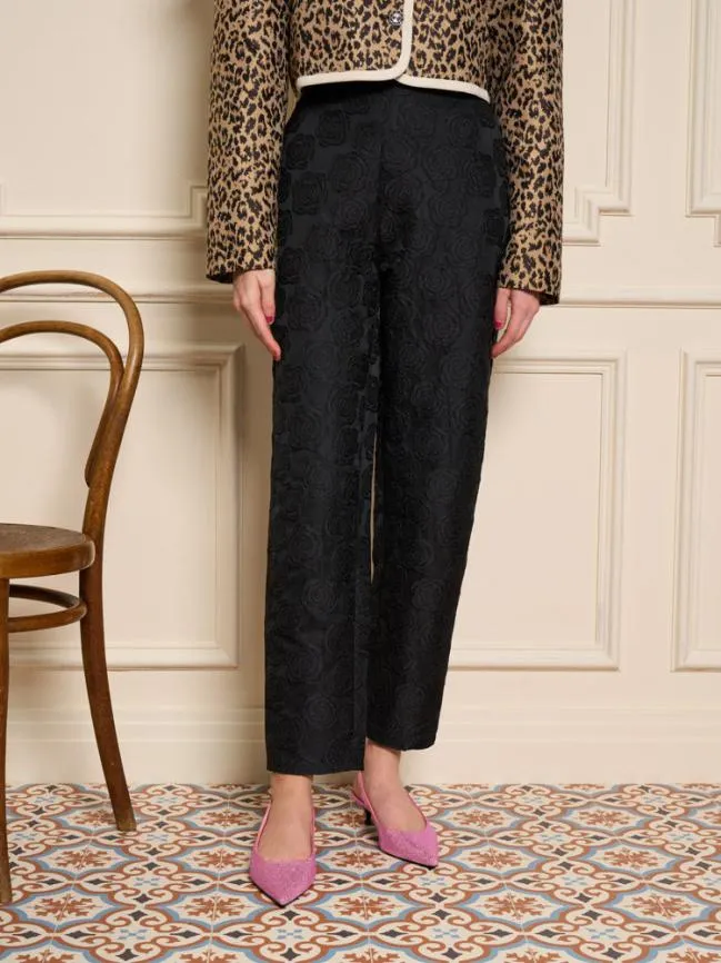 Womenswear Cheri Rose Jacquard Trousers Ink Black Sister Jane