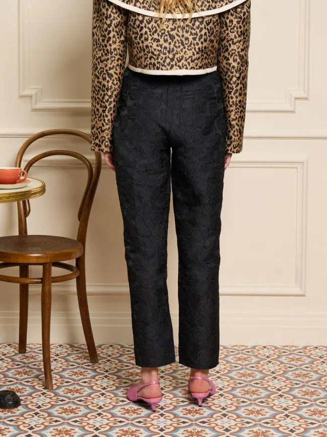 Womenswear Cheri Rose Jacquard Trousers Ink Black Sister Jane Womenswear Cheri Rose Jacquard Trousers Ink Black Sister Jane