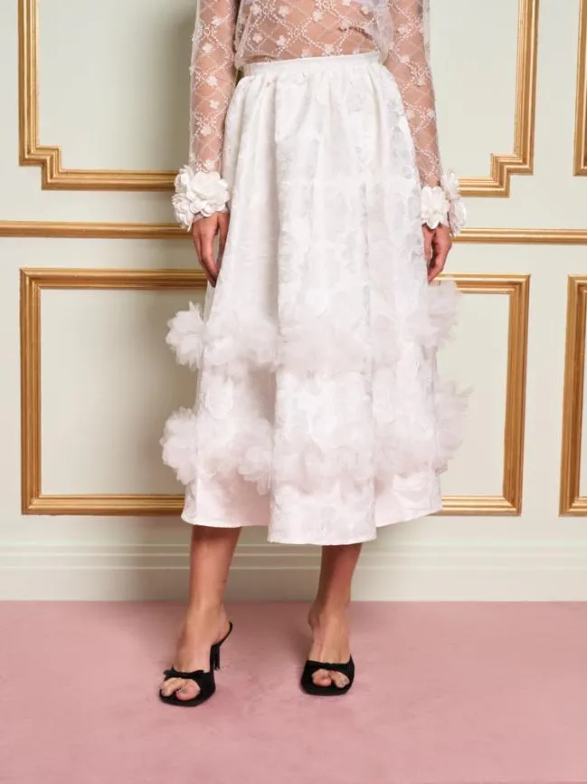 Womenswear DREAM Giselle Jacquard Midi Skirt Pearl White Sister Jane