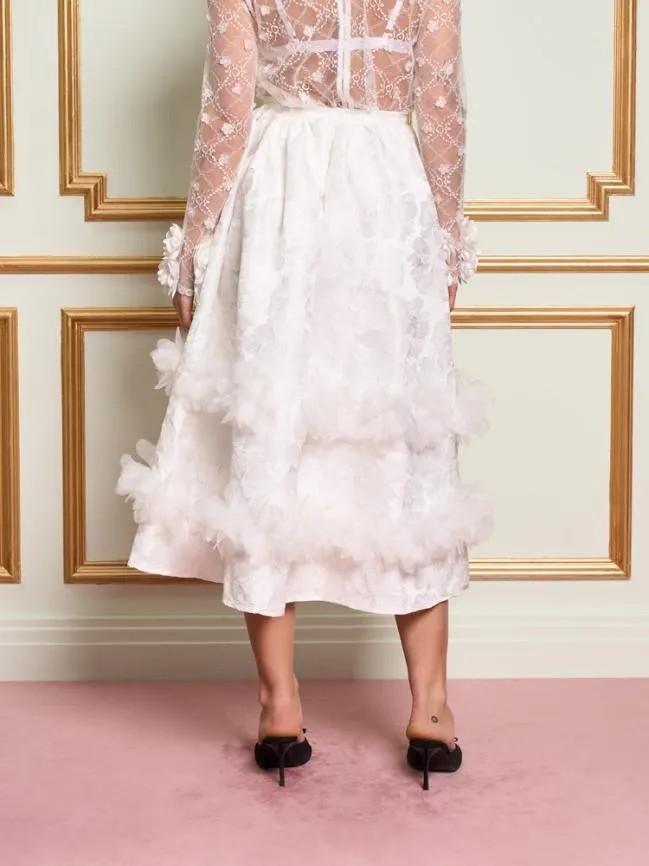 Womenswear DREAM Giselle Jacquard Midi Skirt Pearl White Sister Jane Womenswear DREAM Giselle Jacquard Midi Skirt Pearl White Sister Jane