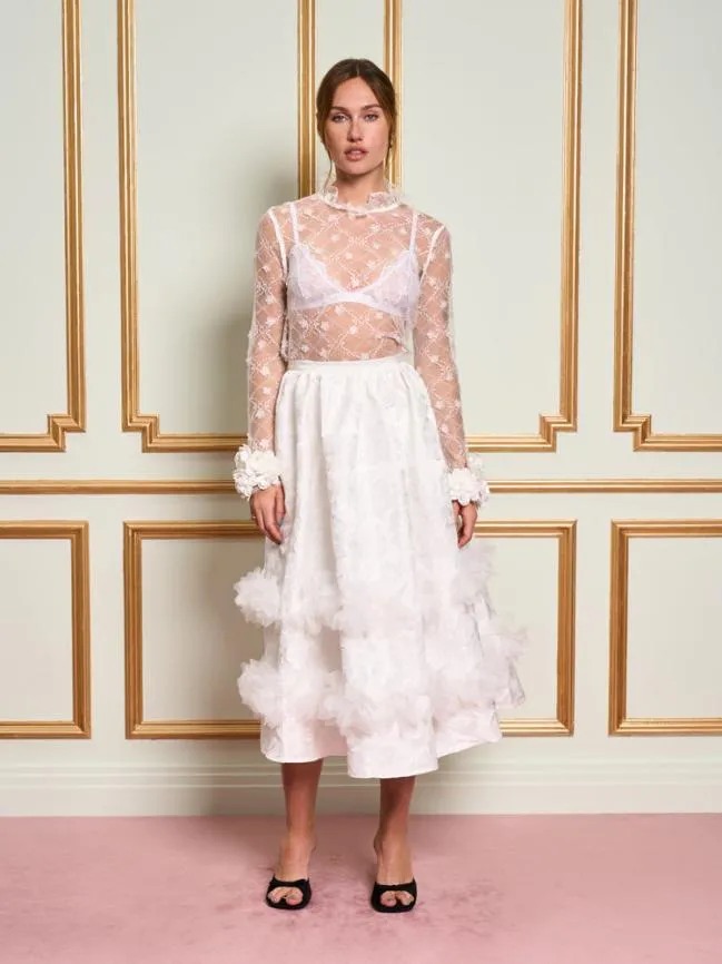 Womenswear DREAM Giselle Jacquard Midi Skirt Pearl White Sister Jane Womenswear DREAM Giselle Jacquard Midi Skirt Pearl White Sister Jane
