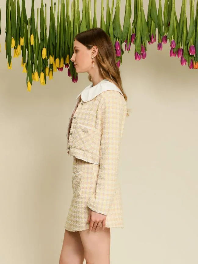 Womenswear DREAM Meadow Check Tweed Jacket Cornsilk Yellow Sister Jane Womenswear DREAM Meadow Check Tweed Jacket Cornsilk Yellow Sister Jane