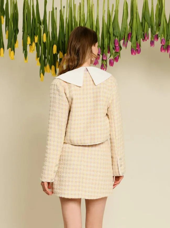 Womenswear DREAM Meadow Check Tweed Jacket Cornsilk Yellow Sister Jane Womenswear DREAM Meadow Check Tweed Jacket Cornsilk Yellow Sister Jane