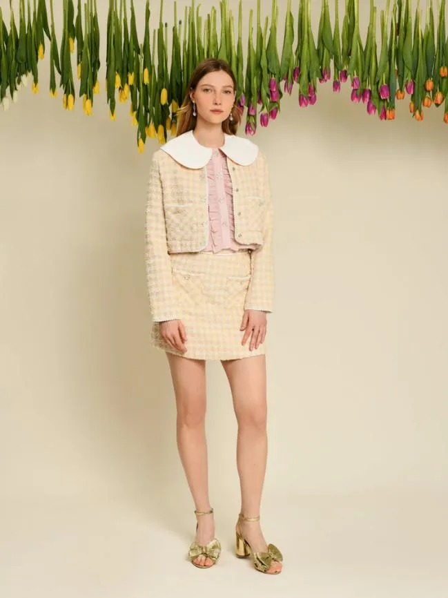 Womenswear DREAM Meadow Check Tweed Jacket Cornsilk Yellow Sister Jane Womenswear DREAM Meadow Check Tweed Jacket Cornsilk Yellow Sister Jane