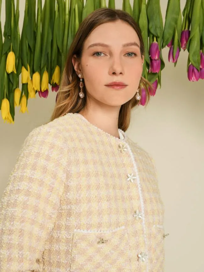Womenswear DREAM Meadow Check Tweed Jacket Cornsilk Yellow Sister Jane Womenswear DREAM Meadow Check Tweed Jacket Cornsilk Yellow Sister Jane