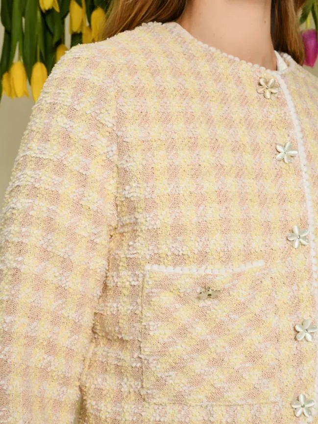 Womenswear DREAM Meadow Check Tweed Jacket Cornsilk Yellow Sister Jane Womenswear DREAM Meadow Check Tweed Jacket Cornsilk Yellow Sister Jane