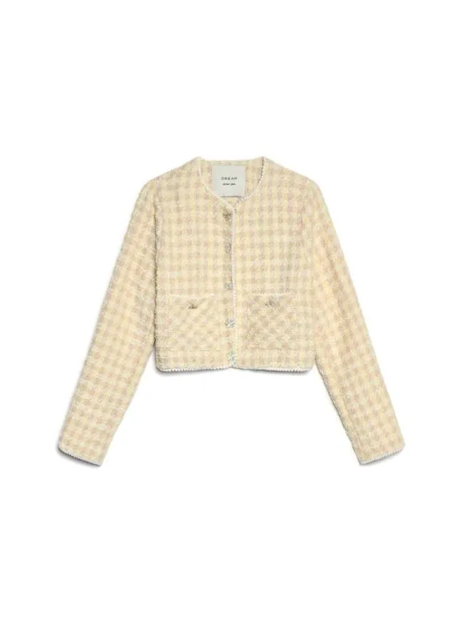 Womenswear DREAM Meadow Check Tweed Jacket Cornsilk Yellow Sister Jane Womenswear DREAM Meadow Check Tweed Jacket Cornsilk Yellow Sister Jane