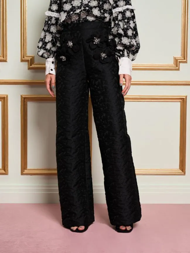 Womenswear DREAM Papillon Applique Trousers Ink Black Sister Jane