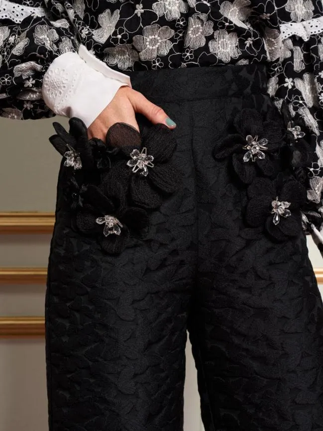 Womenswear DREAM Papillon Applique Trousers Ink Black Sister Jane Womenswear DREAM Papillon Applique Trousers Ink Black Sister Jane