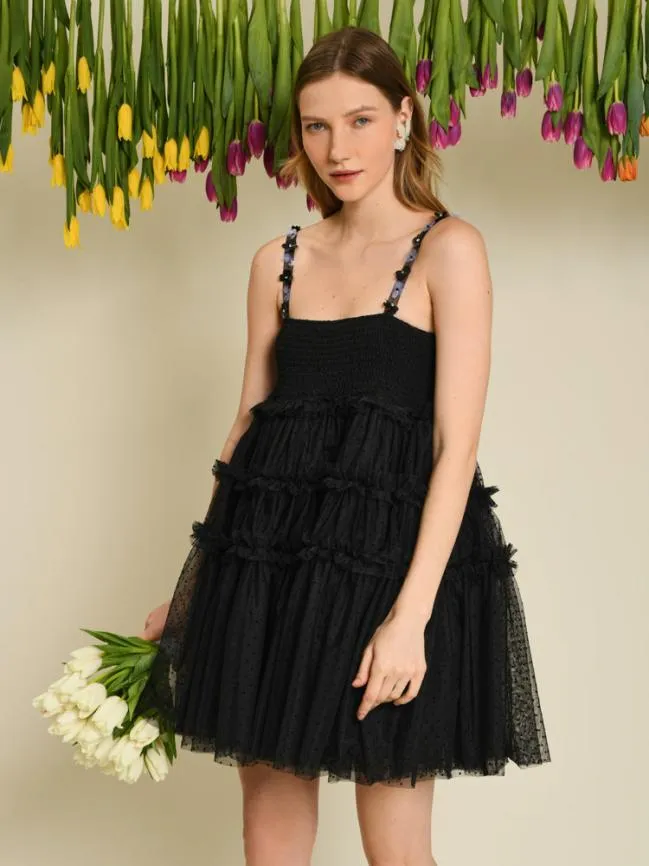 Womenswear DREAM Sofie Spot Tulle Mini Dress Coal Black Sister Jane