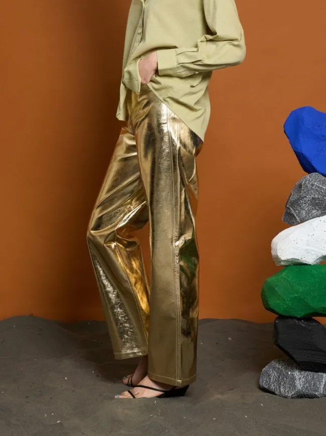 Womenswear Ghospell Akai PU Trousers Gold Coast Sister Jane Womenswear Ghospell Akai PU Trousers Gold Coast Sister Jane