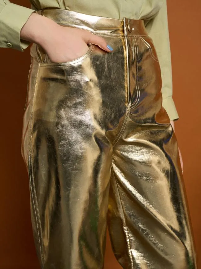 Womenswear Ghospell Akai PU Trousers Gold Coast Sister Jane Womenswear Ghospell Akai PU Trousers Gold Coast Sister Jane