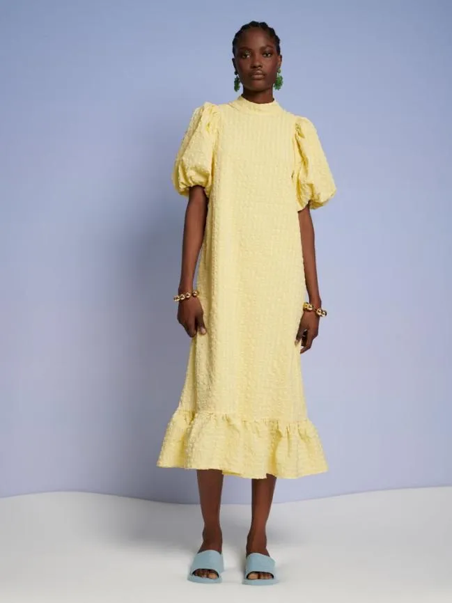 Womenswear Ghospell Archer Check Midi Dress Cedrat Yellow Sister Jane