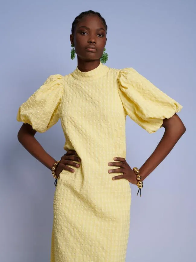 Womenswear Ghospell Archer Check Midi Dress Cedrat Yellow Sister Jane Womenswear Ghospell Archer Check Midi Dress Cedrat Yellow Sister Jane